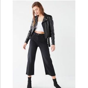 BDG Black Denim Frayed Wide Leg High Waisted Jean